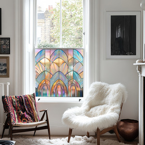 Syracuse Art Deco Stained Glass Privacy Window Film by Creative Printing Solutions