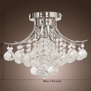 HOMCOM Crystal Chandelier With Modern Illumination Fabric - Transparent by HOMCOM