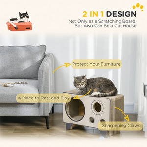PawHut Cat Scratcher 2 in 1 Radio Shape - Yellow by PawHut