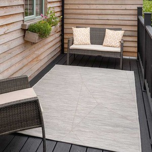 Beige Distressed Textured Flatweave Indoor Outdoor Weatherproof Rug by The Rug House