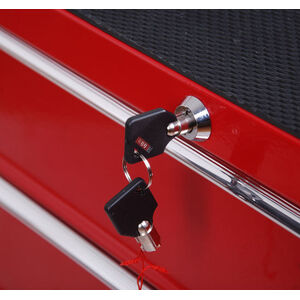 HOMCOM 5 Drawer Tool Trolley Lockable Steel Tool Chest on Wheels - Red by HOMCOM