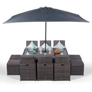 Giardino Rattan Cube Dining Set - Grey / 6 by Giardino