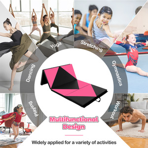 8FT Folding Gymnastics Mat - Pink by Costway