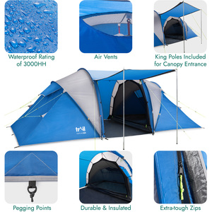 Hartland 4 Person Family Tent - Blue by Trail