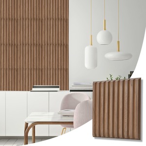 3D Wall Panels (50x50 cm) PVC Cladding Panel in 3D Fluted Line Design by NOVECRAFTO