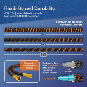 Expandable Garden Water Hose - Black / 50ft by VonHaus