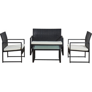 4 Piece Steel and Rattan KD Sofa Set - Black by Outdoor Essentials