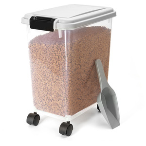 Dog Food Storage, Airtight with Wheels and Measuring Scoop - Grey by Nobleza