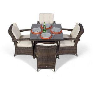 Arizona Square Rattan Patio Dining Set - Brown / 4 by Giardino