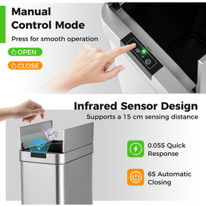 Slim Kitchen Trash Can - Silver by Costway