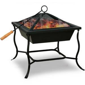 Black Square Fire Pit Garden Heater - Black