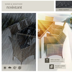 Rattan Garden Furniture Set 81 With Protective Cover - Nature/Dark Grey by tectake