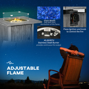Outsunny 50,000 BTU Propane Gas Fire Pit Table with Wind Guard by Outsunny