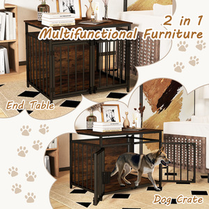 Furniture Style Dog Crate - Brown by Costway
