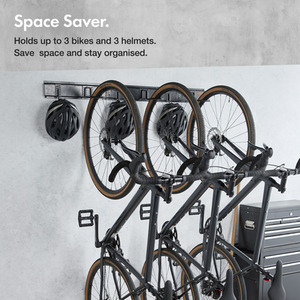 Set of 3 Helmet and Bike Wall Mounts - Black by VonHaus