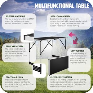 Folding Tables set of 3 - Black by tectake
