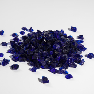 4kg Blue Tempered Fire Glass Lava Rocks for Outdoor Gas Fire Pits - Blue by Teamson Home