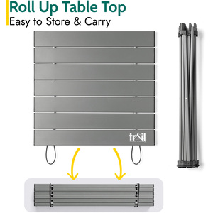 Lightweight Camping Table - Grey / 40cm by Trail