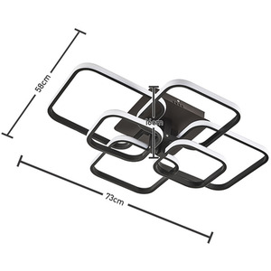 Square Black Frame Chandelier LED Ceiling Light - Black / 16cm / 120W by Livingandhome