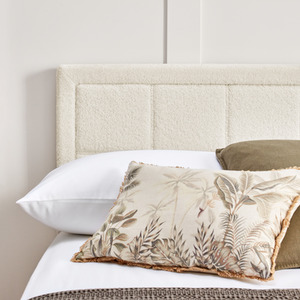 Boucle Ottoman Bed Frame with Storage - White / King / Hybrid Mattress by Home Treats