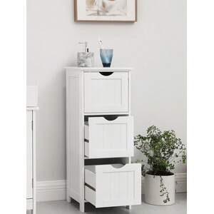 Bathroom Storage Cabinet Unit with 3 Drawers - White by VASAGLE