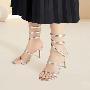 Spiral Ankle-Wrap Stiletto Sandals by komore