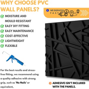 3D Wall Panels (50x50 cm) PVC Cladding Panel in Geometric Line Design by NOVECRAFTO