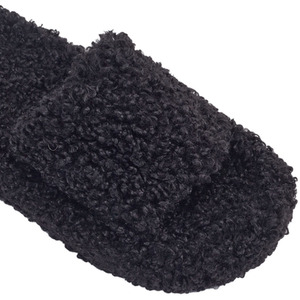 Plush Cotton Open-Toe Slippers - Black / 4 by komore