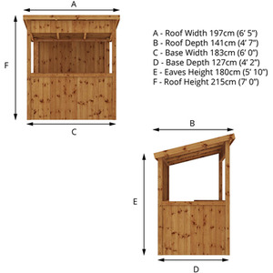 6 x 4 Outdoor Wooden Garden Bar Pressure Treated Tongue and Groove - Brown / Garden Bar by Waltons