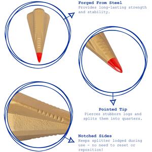 Steel Wood Splitting Wedge - 1.8kg - Gold - Gold by Harbour Housewares