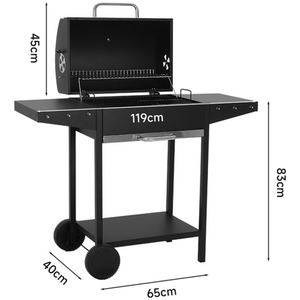 Outdoor Garden BBQ Charcoal Grill - Black / 40cm by Garden Sanctuary