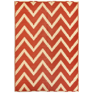 Patterned Outdoor Reversible Garden Rug - Mango Orange & Whisper White by Relsy