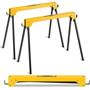 2 Pack Folding Sawhorses-Yellow - Yellow by Costway