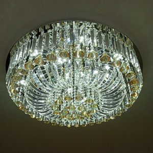 Genuine K9 Crystal Flush Ceiling Light Round Chandelier 3 Colours by WDW