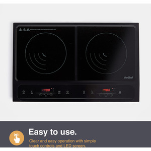 Double Induction Hob with LED Display - Black by VonShef