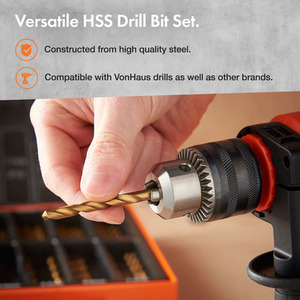 99 Piece HSS Metal Drill Bit Set with Carry Case - Orange by VonHaus