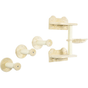 PawHut Cat Shelf with Wall-Mounted Scratching Post - Brown by PawHut