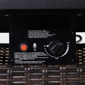 Outsunny Rattan Fire Pit Gas Burner Patio Heater - Brown Wicker, Black Frame by Outsunny