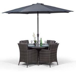 Savannah Round Rattan Patio Dining Set - Grey / 4 by Giardino