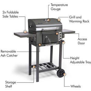 VonHaus Compact Charcoal BBQ - Black by Vonhaus