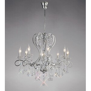 Vela Ceiling Pendant Chandelier 8 Light Polished Chrome, Crystal - Polished Chrome