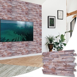 3D Wall Panels (96x48 cm) PVC Cladding Panel Rose Marble Stone Brick by NOVECRAFTO