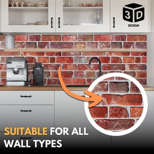 3D Wall Panels (96x48 cm) PVC Cladding Panel Retro Brick Effect by NOVECRAFTO