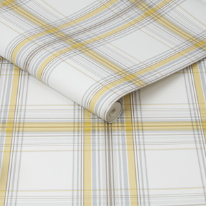 Fresco Iona Check Ochre Wallpaper - Yellow by Fresco