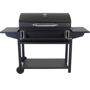 Deluxe Charcoal BBQ Grill with Chrome Steel Warming Rack - Black by Charles Bentley