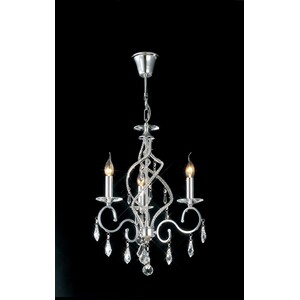 Torino Ceiling Pendant Chandelier 3 Light Polished Chrome, Crystal - Polished Chrome