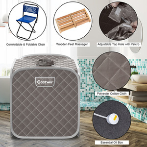 2L Foldbale Steam Sauna Personal Therapeutic Steam Spa - Grey by Costway