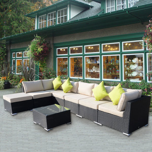 Outsunny 8 Piece Rattan Sofa Garden Furniture Set - Black by Outsunny