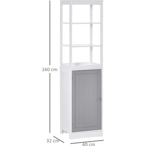 kleankin Bathroom Storage Cabinet with Door and Shelves - White and grey by kleankin