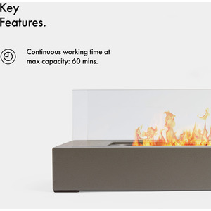 Tabletop Fireplace Bioethanol Fire Pit Rectangle Shape - Grey by VonHaus